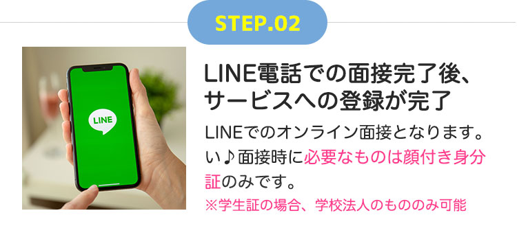 LINE電話での面接完了後、サービスへの登録が完了